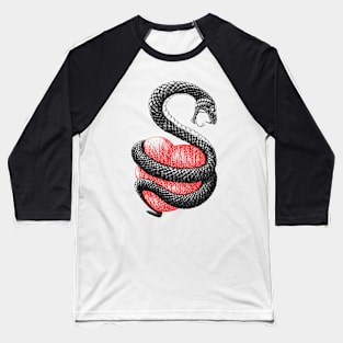 Snake Hugging Heart Baseball T-Shirt